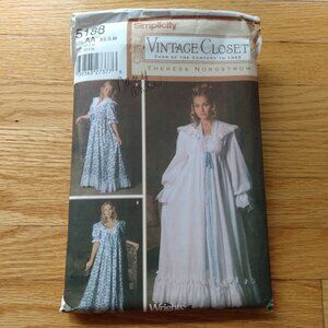 Vintage Victorian Style Nightgown Robe Sewing Pattern XS-M Simplicity 5188 UNCUT